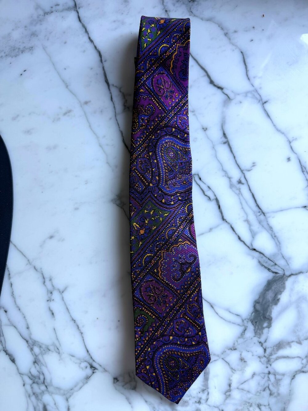 Drake's Silk Tie Paisley Purple Handmade